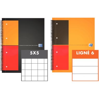 Cahier à reliure intégrale NOTEBOOK format A4+ ligné 6 mm, 160 pages perforées