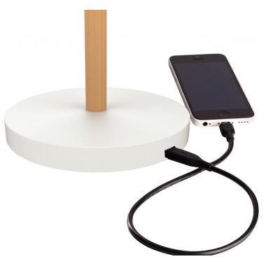 Lampe LED Vicky bois et blanc