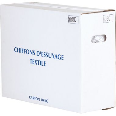 Carton 10kg de chiffons textiles blanc