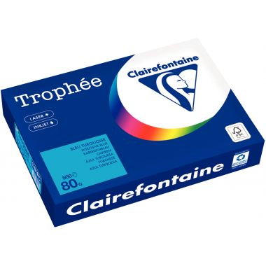 Ramette de 500 feuilles format A4 80g bleu turquoise CLAIREFONTAINE TROPHEE