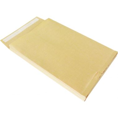 Paquet de 50 pochettes kraft armé 229x324mm 130g soufflet 30mm bande siliconée