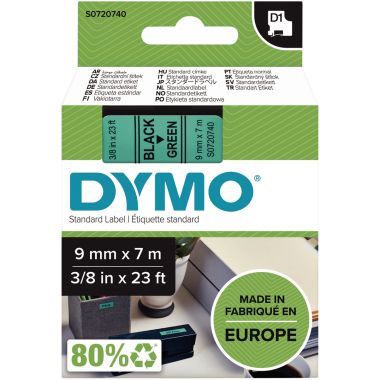 Recharge DYMO D1 9 mm x 7 m noir et vert