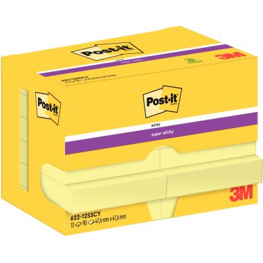 Lot de 12 blocs notes de 90 feuilles Super Sticky post-it, 476 x 476 mm, couleur jaune