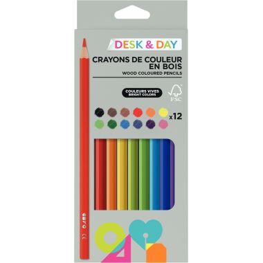 Étui de 12 crayons de couleur assortis