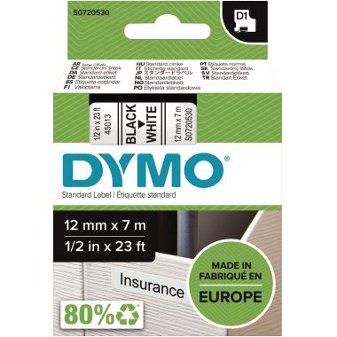 Recharge DYMO D1 12 mm x 7 m noir et blanc