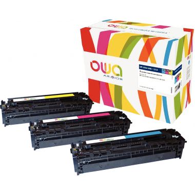 OWA Armor pack de 3 cartouches laser cyan, magenta et jaune compatible Canon 731 et HP 131A (U0SL1AM)