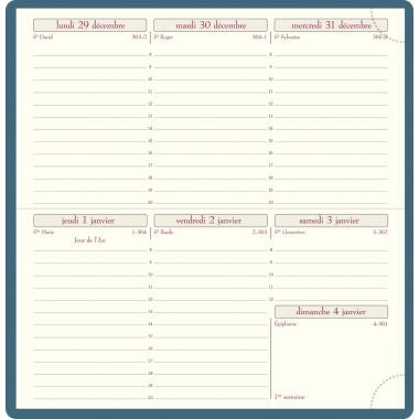 Agenda semainier Temporel bleu canard