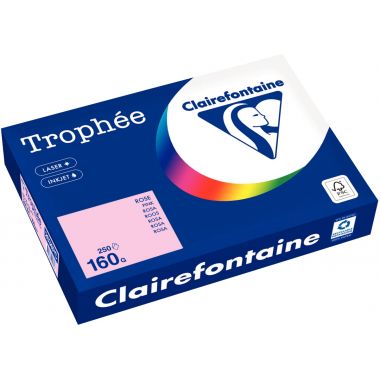 Paquet de 250 feuilles format A4 160g rose CLAIREFONTAINE TROPHEE