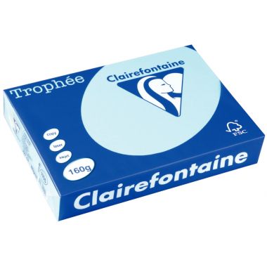 Paquet de 250 feuilles format A4 160g bleu alizé CLAIREFONTAINE TROPHEE