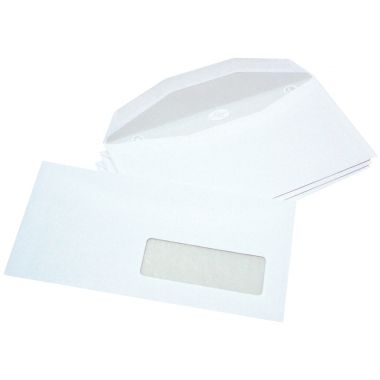 Boite de 1000 enveloppes blanches 114x229mm 80g mécanisables fenêtre 35x100mm