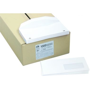 Boite de 1000 enveloppes blanches 114x229mm 80g mécanisables fenêtre 45x100mm