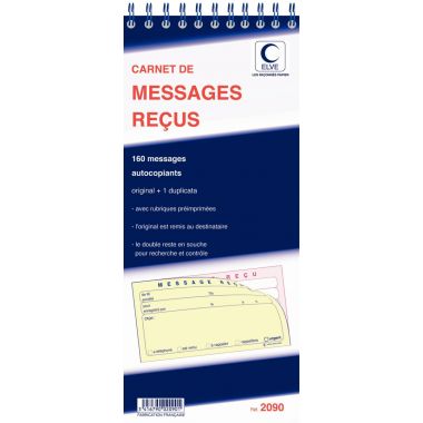 Carnet de 160 messages reçus