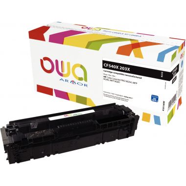 OWA Armor cartouche laser noire haute capacité compatible HP 203X (CF540X)