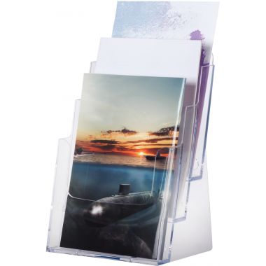 Porte-brochures vertical 3 compartiments 210x297mm transparent