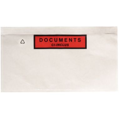 Boite de 100 pochettes adhésives "documents ci-inclus" 228x120mm