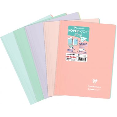 Cahier à reliure intégrale 160 pages KOVERBOOK BLUSH, format A4, quadrillé 5x5