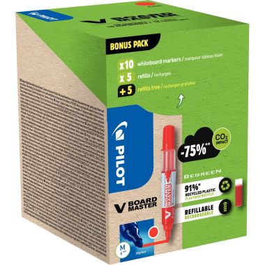 Pack de 10 marqueurs V-Board Master + 10 recharges rouges