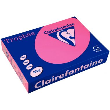 Ramette de 500 feuilles format A4 80g rose fluo CLAIREFONTAINE TROPHEE