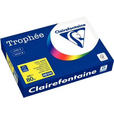 Ramette de 500 feuilles format A4 80g jaune fluo CLAIREFONTAINE TROPHEE