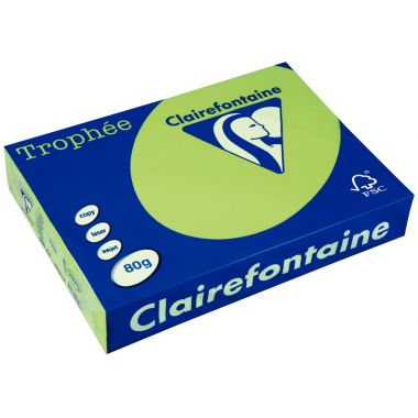 Ramette de 500 feuilles format A4 80g vert fluo CLAIREFONTAINE TROPHEE