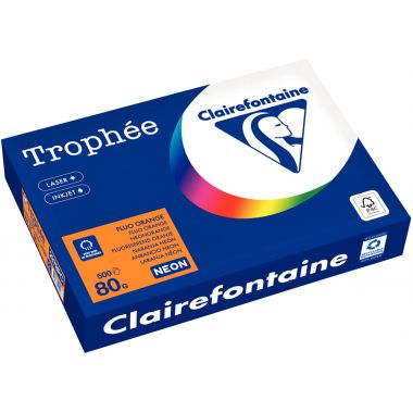 Ramette de 500 feuilles format A4 orange fluo CLAIREFONTAINE TROPHEE