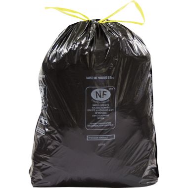 Carton de 100 sacs poubelle déchets standards liens coulissants 30L