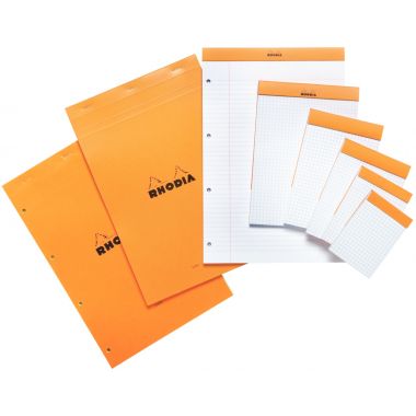 Bloc de bureau RHODIA 80 feuilles, format A7, quadrillé 5x5, papier blanc 80g