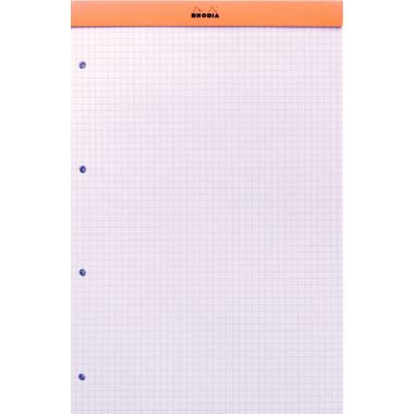 Bloc de bureau RHODIA 80 feuilles perforées, format A4+, quadrillé 5x5, papier blanc 80g