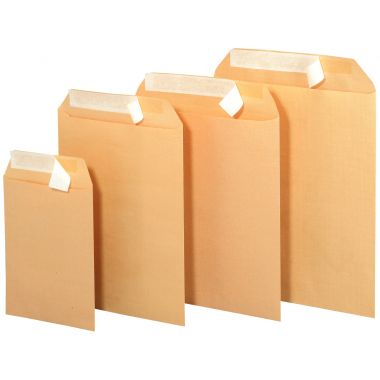 Boite de 500 pochettes kraft 162x229mm 90g bande siliconée