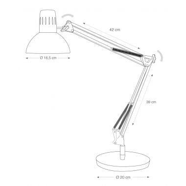 Lampe architecte avec pince de fixation standard blanc