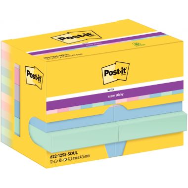 Paquet de 12 bloc notes super sticky post-it 90 feuilles 47.6 x 47.6 mm collection soulful