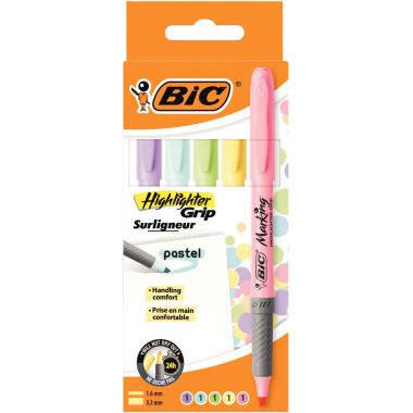 Bic Pochette de 5 surligneurs Bic Highlighter grip pastels - 989700