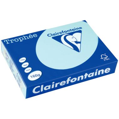 Paquet de 250 feuilles format A3 160g bleu alizé CLAIREFONTAINE TROPHEE