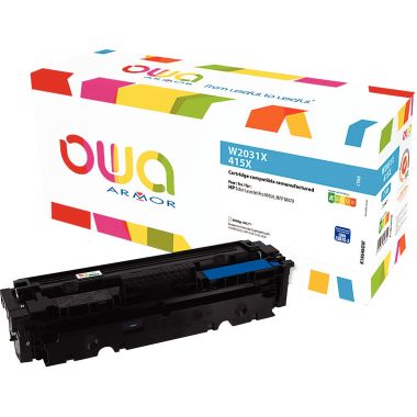 OWA Armor cartouche laser cyan haute capacité compatible HP 415X (W2031X)