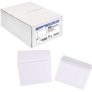 Boite de 500 enveloppes blanches 114x162mm 80g bande silliconée