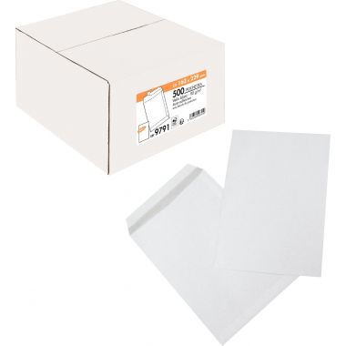 Boite de 500 pochettes blanches 162x229mm 90g bande siliconée