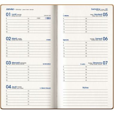 Agenda semainier Kraft 9x17cm courbes