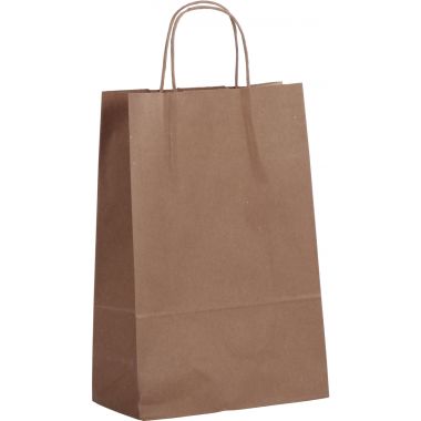 Paquet de 50 sacs kraft brun 32+12x44cm poignées torsadées