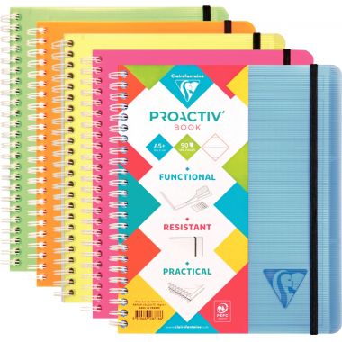 Clairefontaine - Cahier PROACTIV'BOOK LINICOLOR FRESH à spirale 180 pages,  A5+, ligné - 328776C