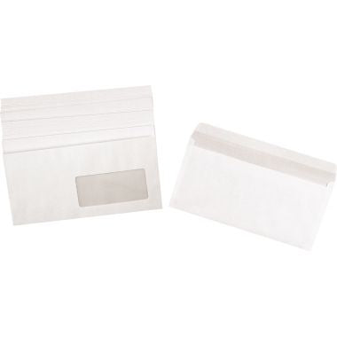 La Couronne - 500 enveloppes blanches 110X220mm 80g bande siliconée et fenêtre 45x100mm