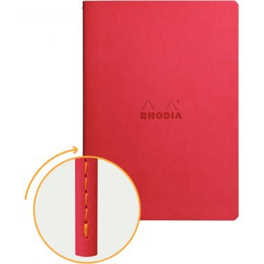 Carnet piqué 64 pages RHODIARAMA format A5, ligné, rouge coquelicot