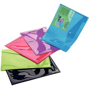 Paquet de 5 enveloppes avec bouton pression en polypropylène 80% recyclé pour format A4