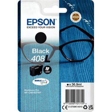 Epson LUNETTES / 408XL cartouche jet d'encre noire haute capacité authentique (T09K140)