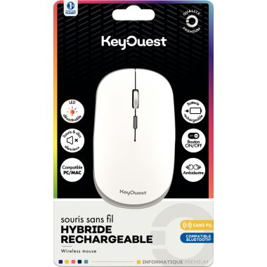 Souris sans fil hybride rechargeable KeyOuest couleur blanc