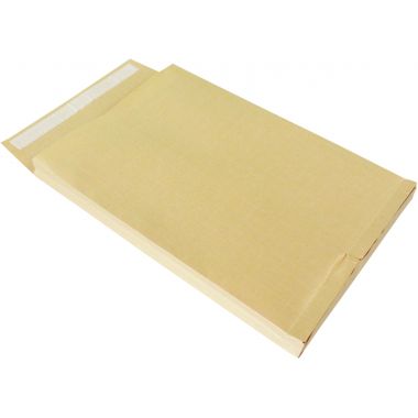 Carton de 125 pochettes kraft armé 229x324mm soufflet 30mm bande siliconée