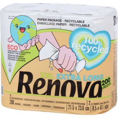 Lot de 2 rouleaux essuie-tout RENOVA Recycled 2 plis