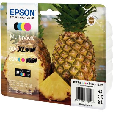 Epson ANANAS / 604 cartouche jet d'encre noire haute capacité, cyan, magenta et jaune authentique (T10H940)