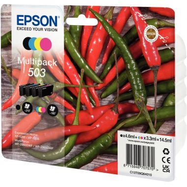 Epson PIMENT / 503 cartouche jet d'encre noire, cyan, magenta et jaune authentique (T09Q640)