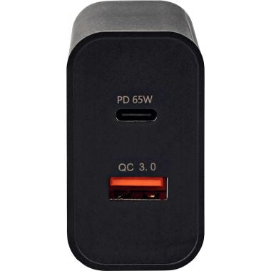 Chargeur secteur 2 ports USB-A et USB-C rapide noir