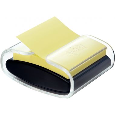 Dévidoir noir Znotes + bloc notes notes en Z repositionnables format 76 x 76 mm coloris jaune